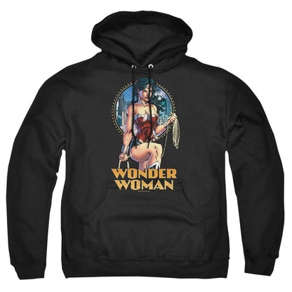Justice League Of America City Warrior Mens Hoodie Black Officially Licensed