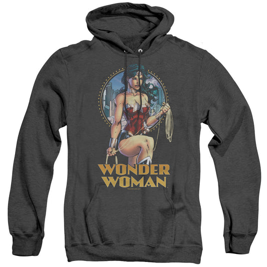 Justice League City Warrior Heather Mens Hoodie Black Officially Licensed