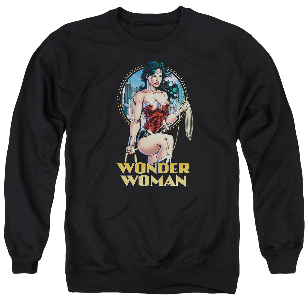 Justice League City Warrior Mens Crewneck Sweatshirt Black Officially Licensed