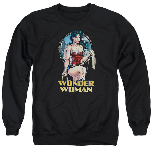 Justice League Of America City Warrior Mens Crewneck Sweatshirt Black Officially Licensed