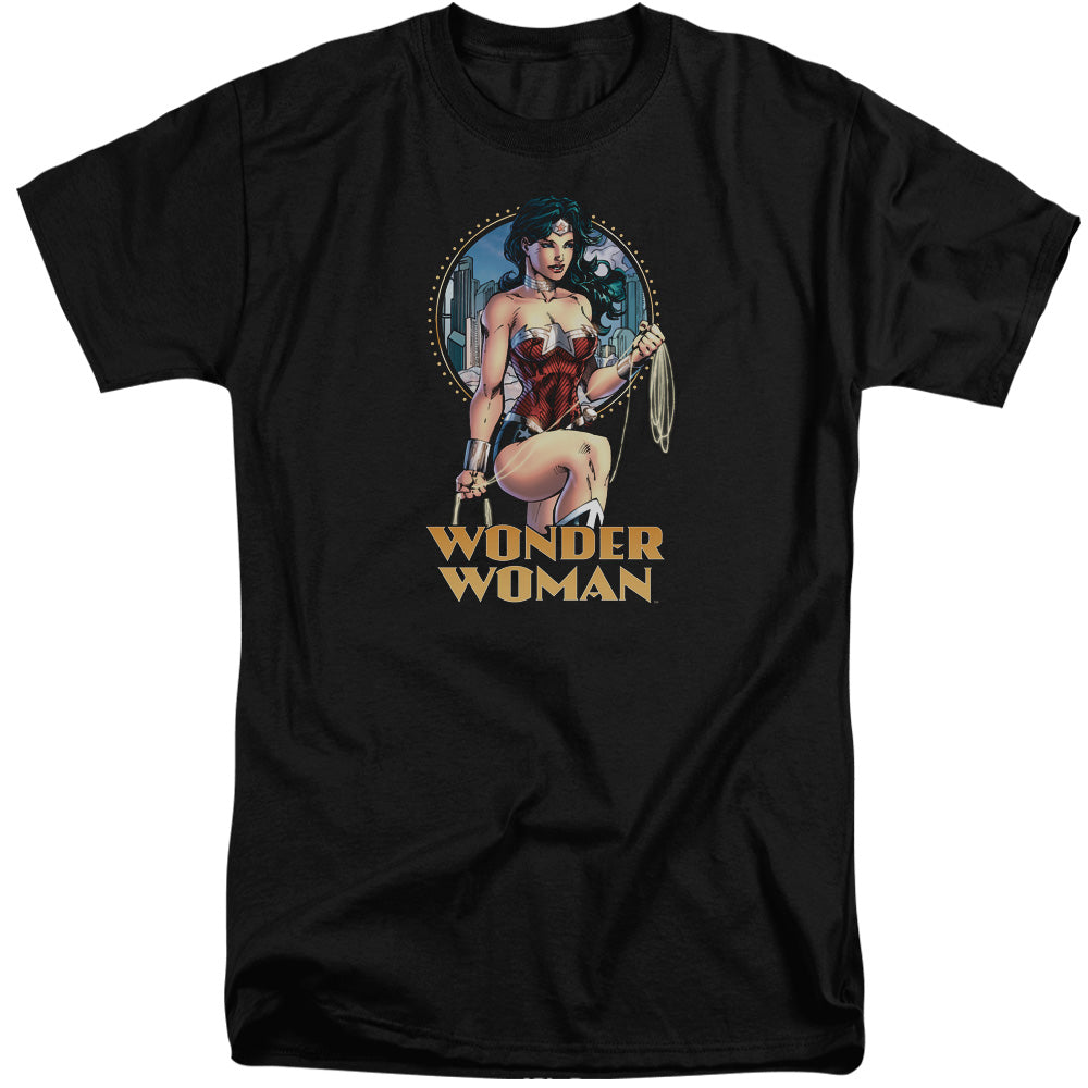 Justice League City Warrior Mens Tall T Shirt Black Officially Licensed