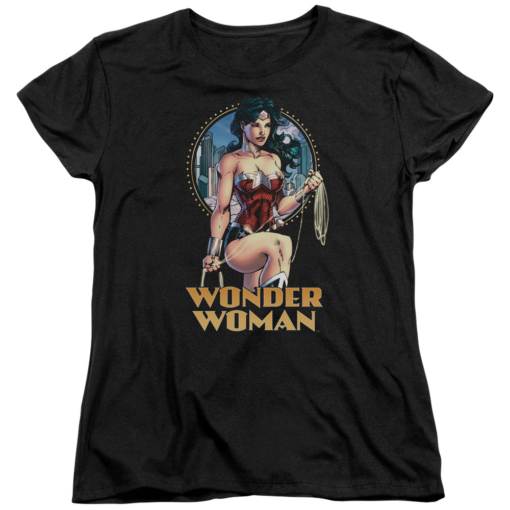 Justice League City Warrior Womens T Shirt Black Officially Licensed