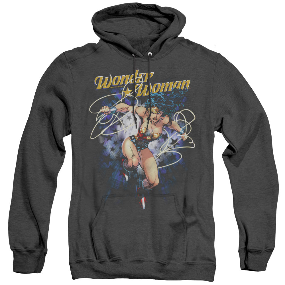 Justice League Of America Starburst Mens Heather Hoodie Black Officially Licensed