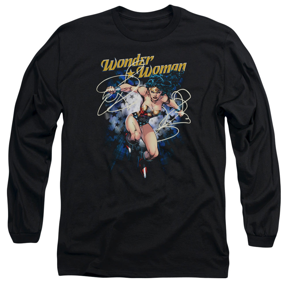 Justice League Starburst Mens Long Sleeve Shirt Black Officially Licensed