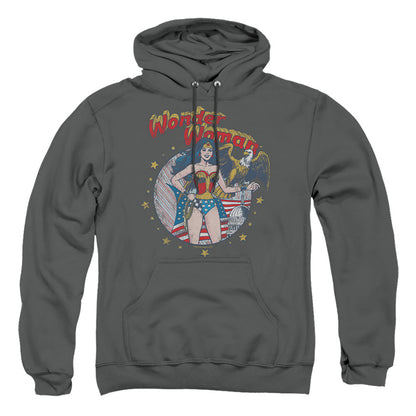 Justice League Of America At Your Service Mens Hoodie Charcoal Officially Licensed