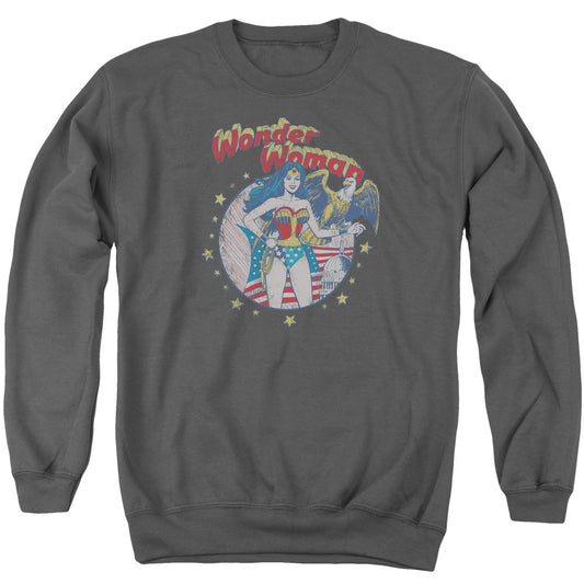 Justice League Of America At Your Service Mens Crewneck Sweatshirt Charcoal Officially Licensed