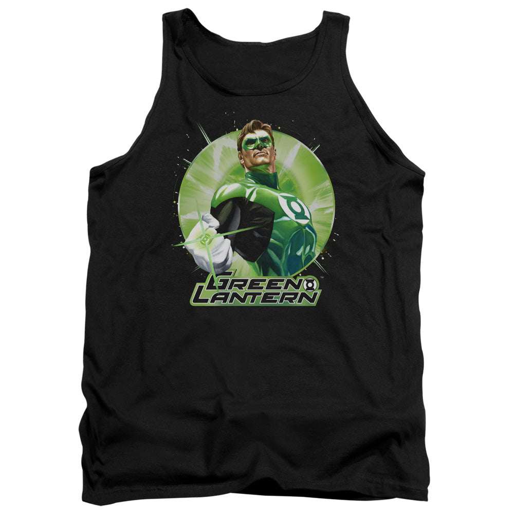 Justice League Green Static Mens Tank Top Shirt Black Officially Licensed