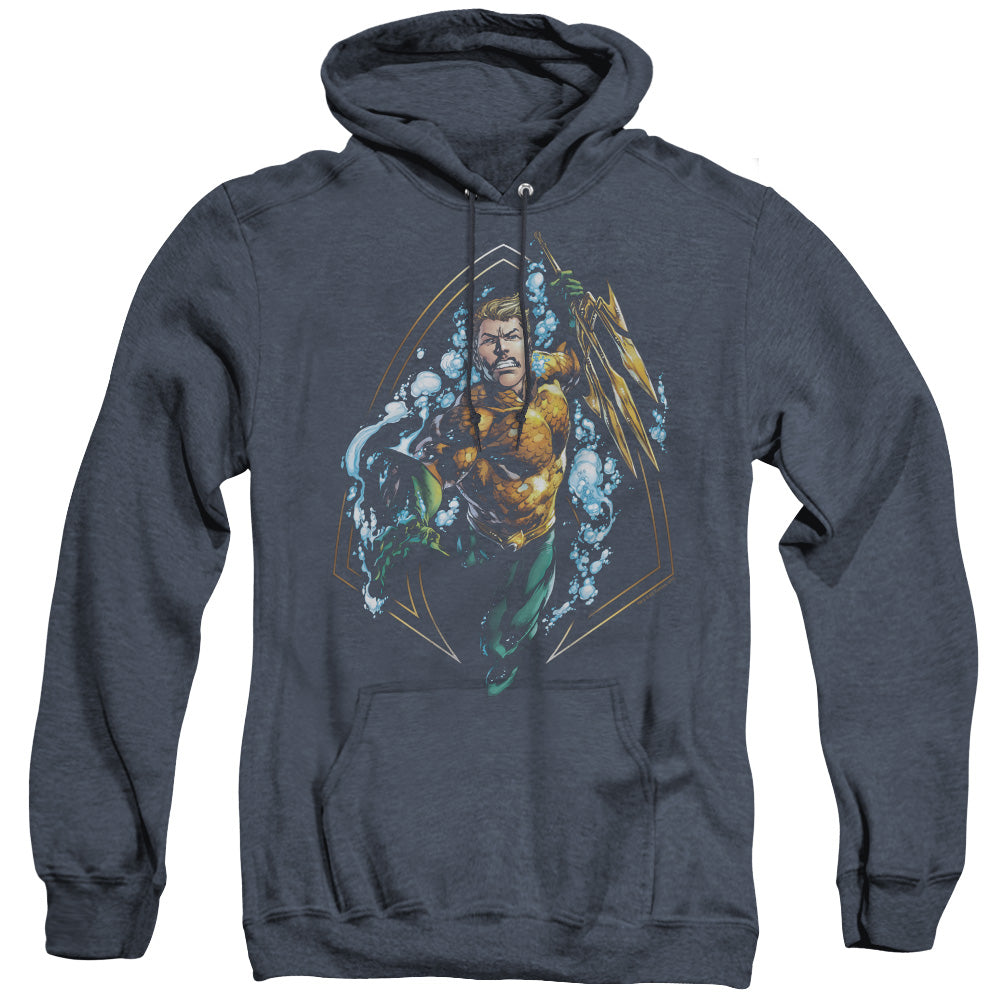 Justice League Thrashing Heather Mens Hoodie Navy Blue Blue Officially Licensed