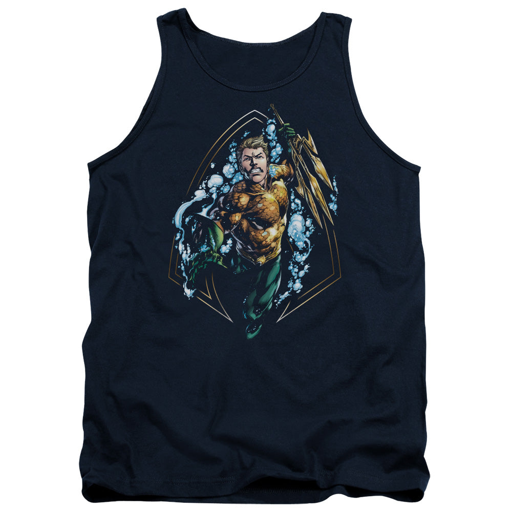 Justice League Thrashing Mens Tank Top Shirt Navy Blue Blue Officially Licensed