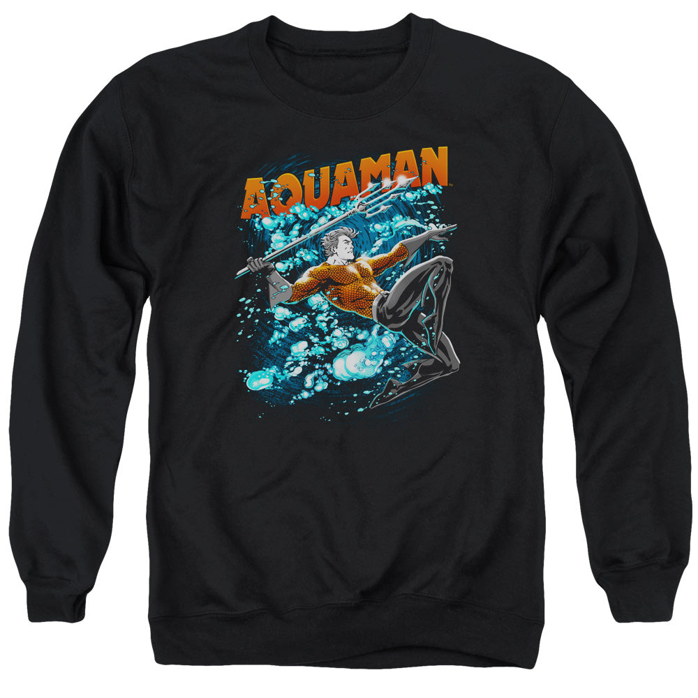 Justice League Of America Aqua Bubbles Mens Crewneck Sweatshirt Black Officially Licensed