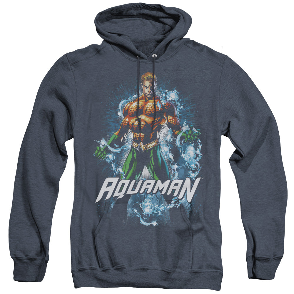 Justice League Of America Water Powers Mens Heather Hoodie Navy Officially Licensed