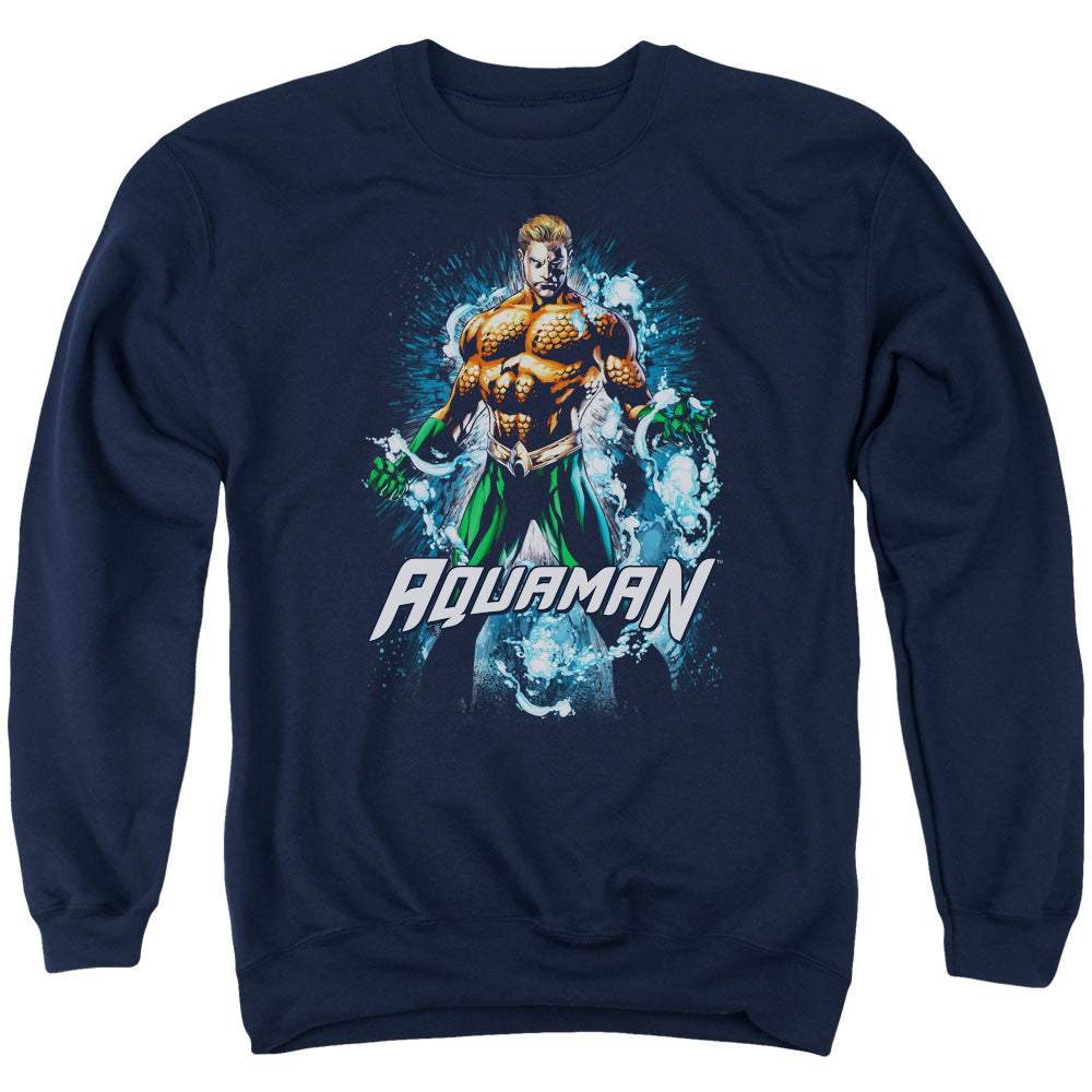 Justice League Of America Water Powers Mens Crewneck Sweatshirt Navy Officially Licensed