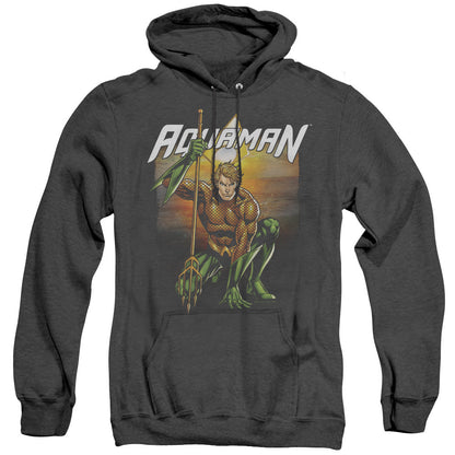 Justice League Of America Beach Sunset Mens Heather Hoodie Black Officially Licensed