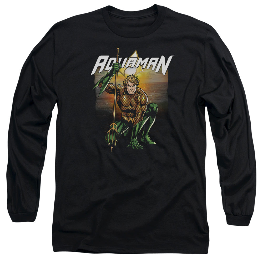 Jla Beach Sunset Mens Long Sleeve Shirt Black Officially Licensed