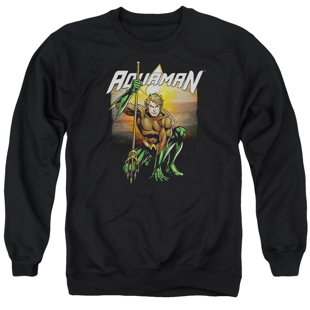 Justice League Of America Beach Sunset Mens Crewneck Sweatshirt Black Officially Licensed