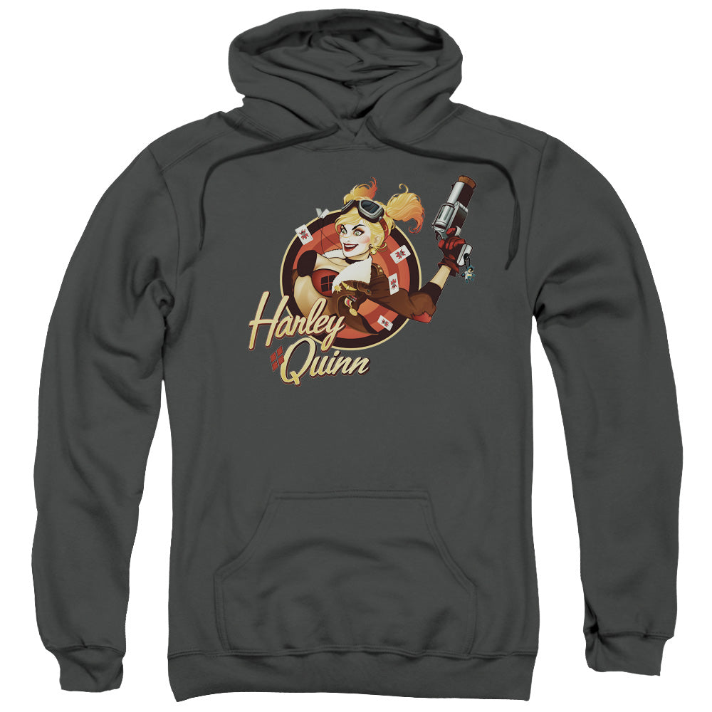 Justice League Harley Bomber Mens Hoodie Charcoal Officially Licensed