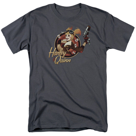Justice League Of America Harley Bomber Mens T Shirt Charcoal Officially Licensed