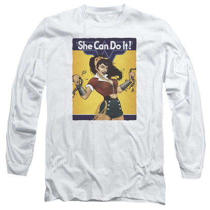 Jla Wonder Bombshell Mens Long Sleeve Shirt White Officially Licensed