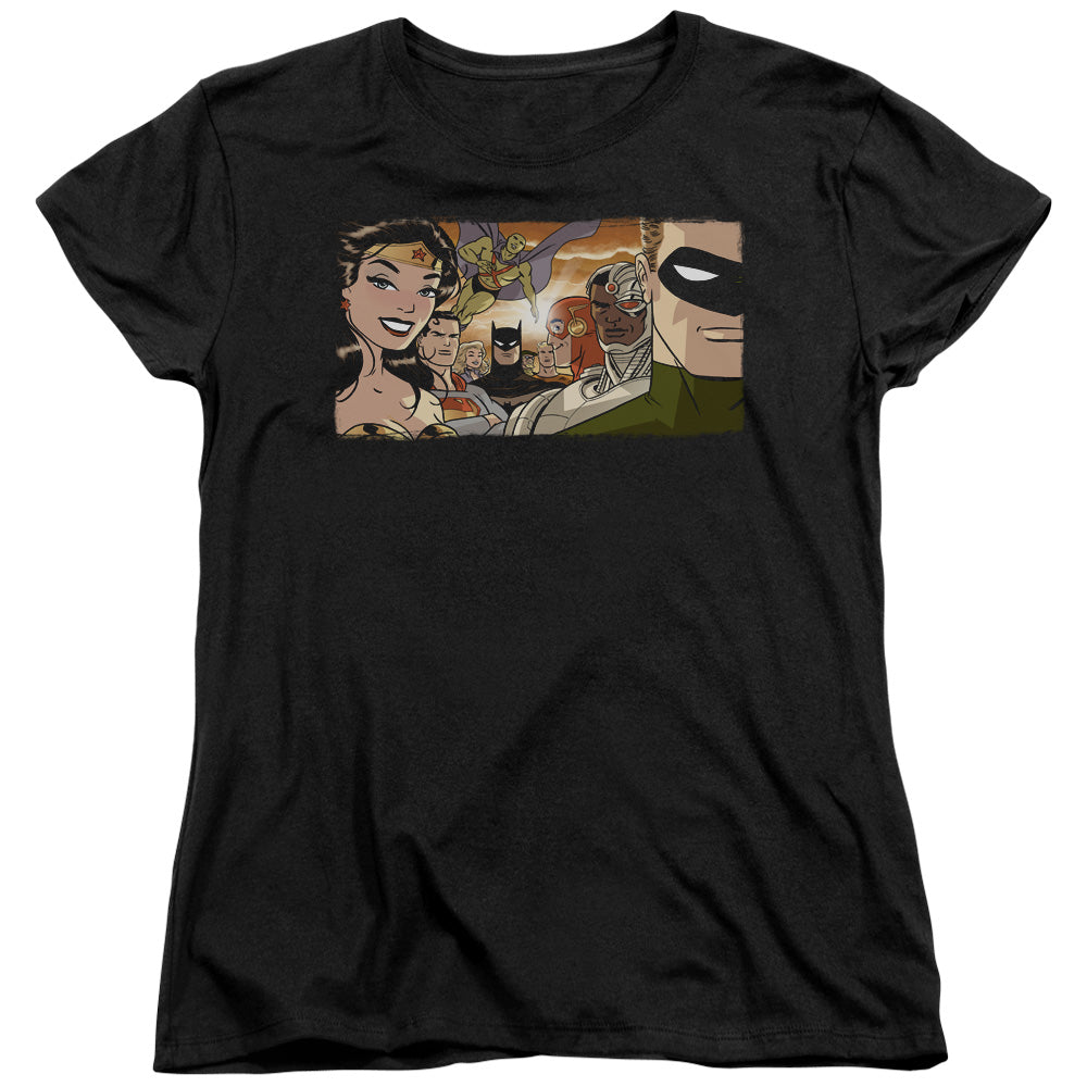 Justice League Cinematic League Womens T Shirt Black Officially Licensed