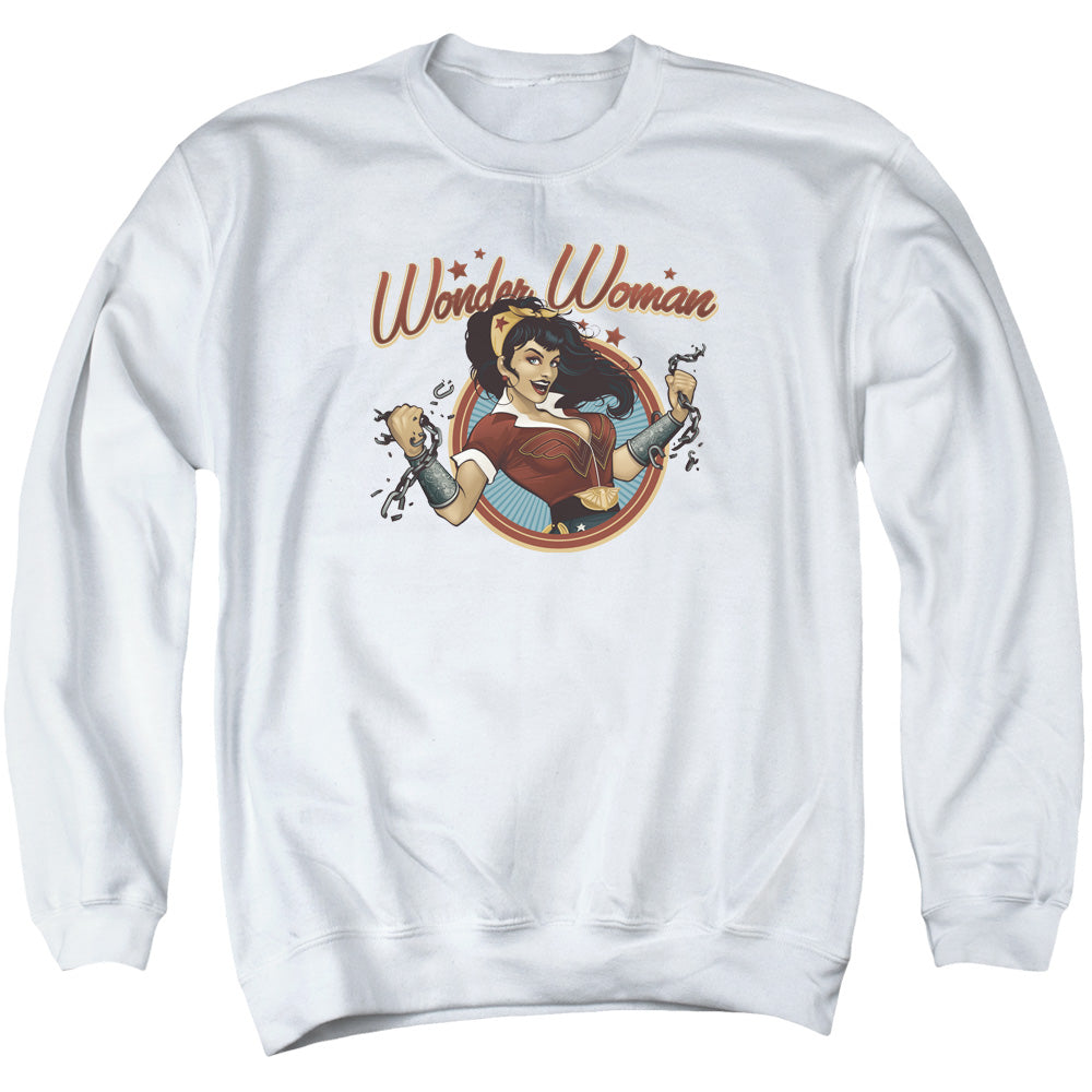Justice League Of America Wonder Break Mens Crewneck Sweatshirt White Officially Licensed