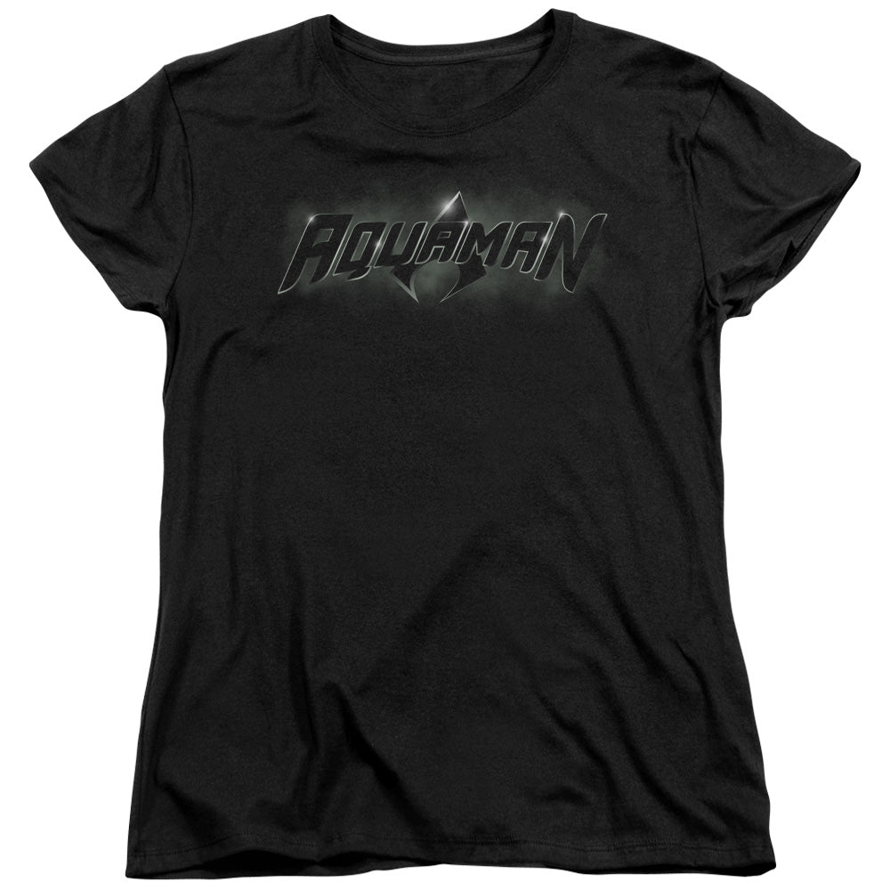 Justice League Aquaman Title Womens T Shirt Black Officially Licensed