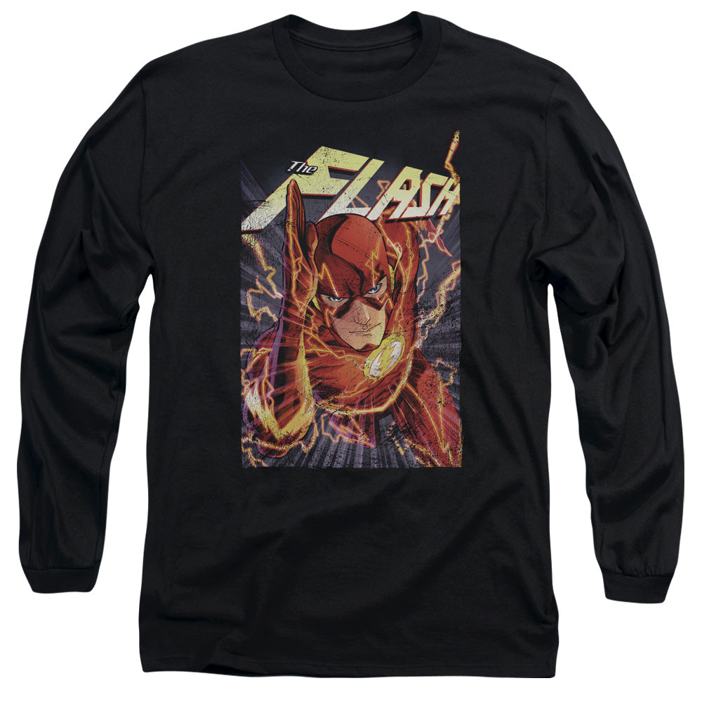 Justice League Flash One Mens Long Sleeve Shirt Black Officially Licensed