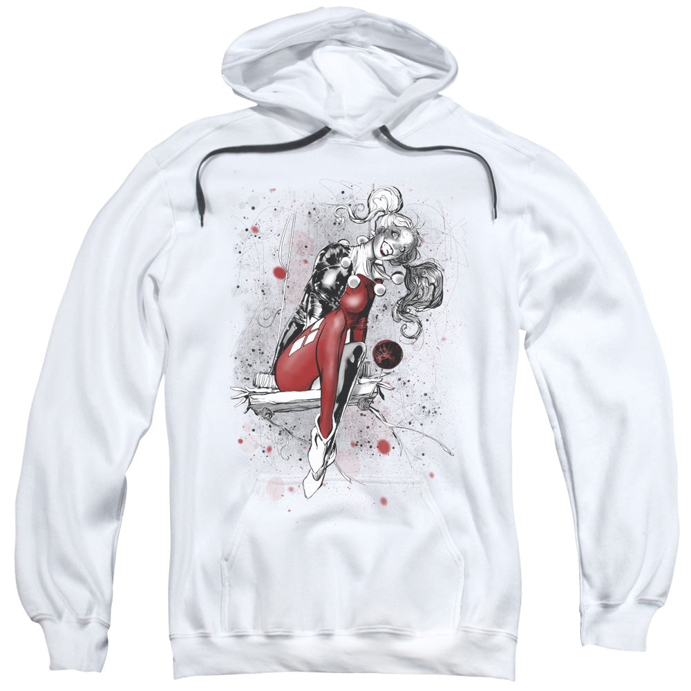 Justice League Harley Sketch Mens Hoodie White Officially Licensed