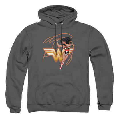 Justice League Of America Glowing Lasso Mens Hoodie Charcoal Officially Licensed