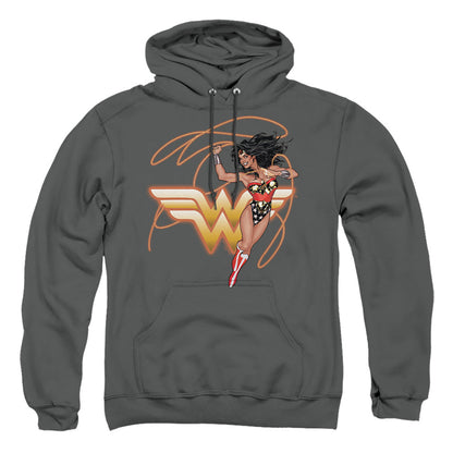 Justice League Of America Glowing Lasso Mens Hoodie Charcoal Officially Licensed
