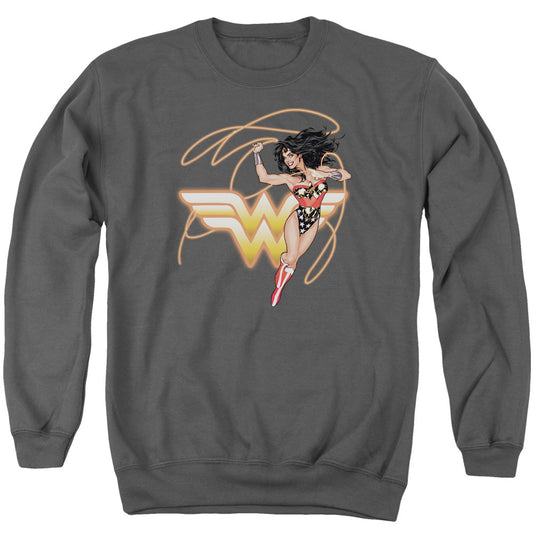 Justice League Of America Glowing Lasso Mens Crewneck Sweatshirt Charcoal Officially Licensed