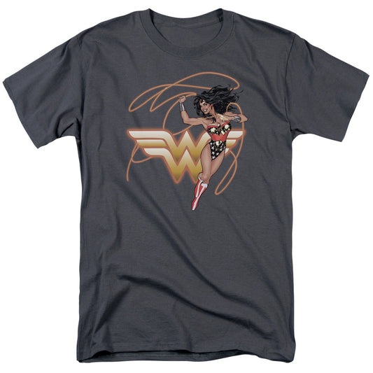 Justice League Of America Glowing Lasso Mens T Shirt Charcoal Officially Licensed
