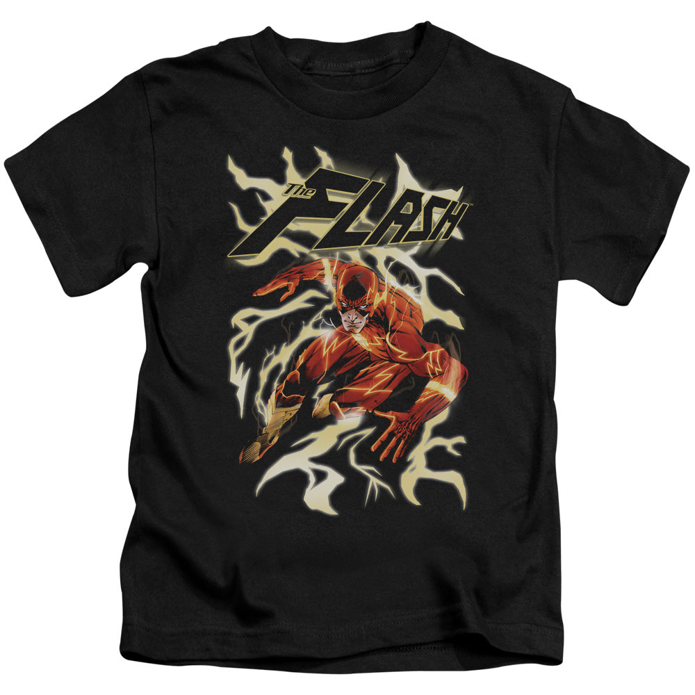 Justice League Electric Run Juvenile Kids Youth T Shirt Black Officially Licensed