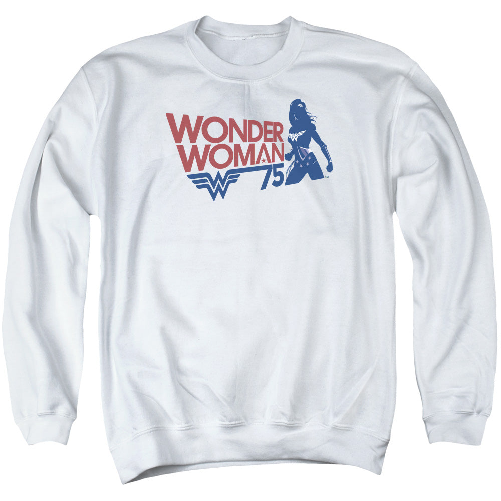 Wonder Woman Ww75 Silhouette Mens Crewneck Sweatshirt White Officially Licensed