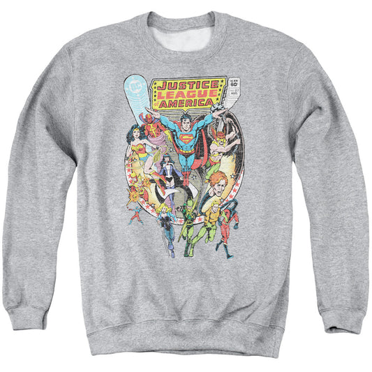 Justice League Of America Team Up Mens Crewneck Sweatshirt Athletic Heather Officially Licensed