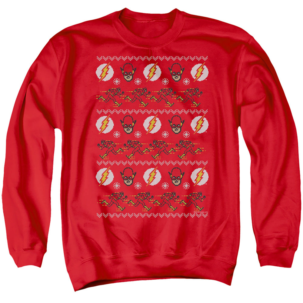 Dc Flash The Flash Ugly Christmas Sweater 
 Mens Crewneck Sweatshirt Red Officially Licensed