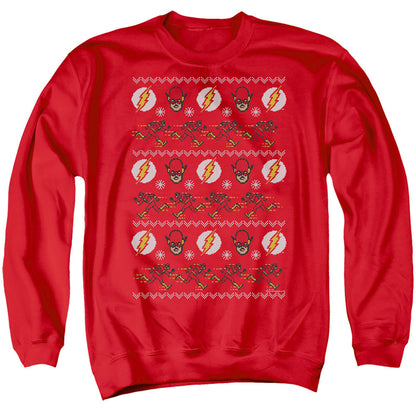 Dc Flash The Flash Ugly Christmas Sweater 
 Mens Crewneck Sweatshirt Red Officially Licensed