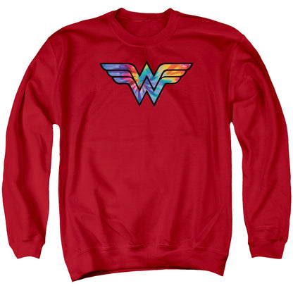 Dc Wonder Woman Wonder Woman Tie Dye Logo Mens Crewneck Sweatshirt Red Officially Licensed