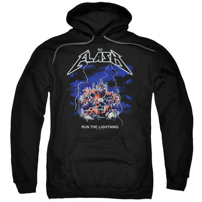 Dc Flash Run The Lightning Mens Hoodie Black Officially Licensed