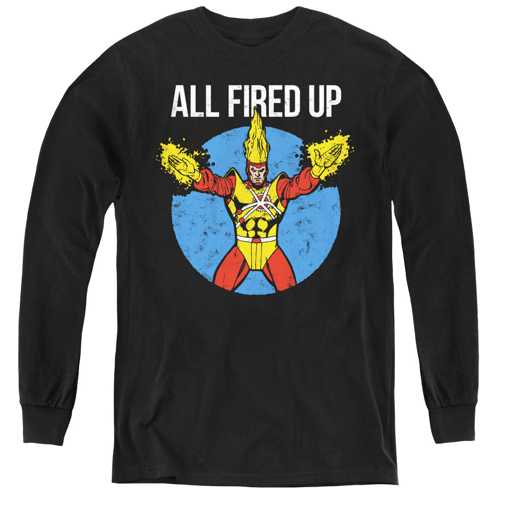 Justice League Firestorms Party Long Sleeve Kids Youth T Shirt Black Officially Licensed