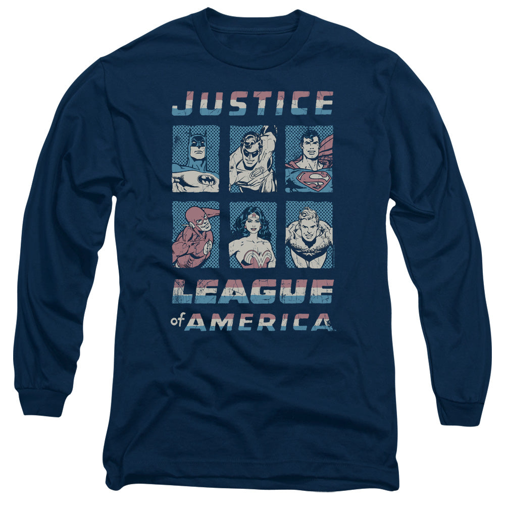 Justice League American League Mens Long Sleeve Shirt Navy Blue Blue Officially Licensed