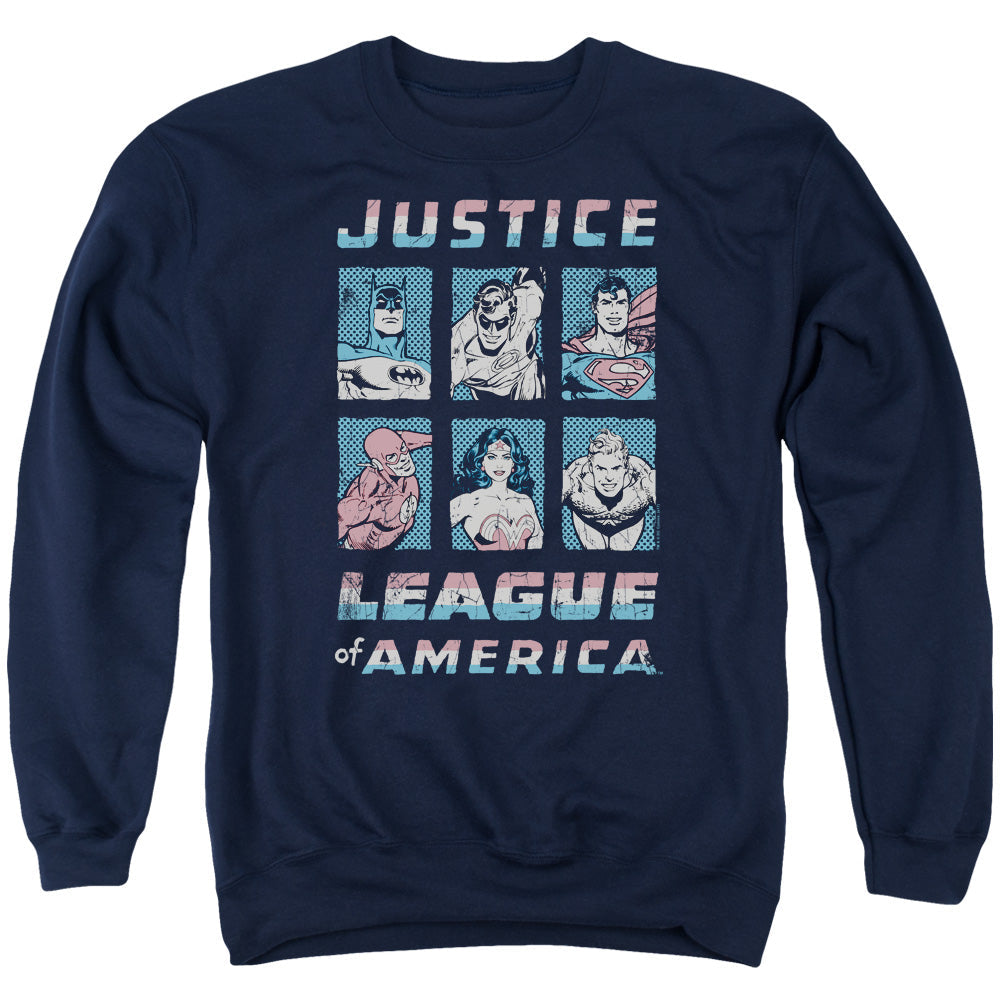Justice League American League Mens Crewneck Sweatshirt Navy Blue Blue Officially Licensed