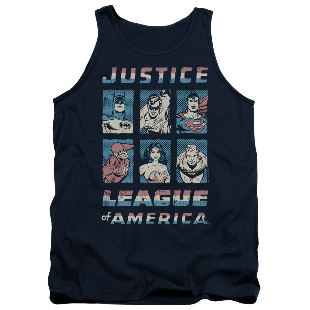 Justice League American League Mens Tank Top Shirt Navy Blue Blue Officially Licensed