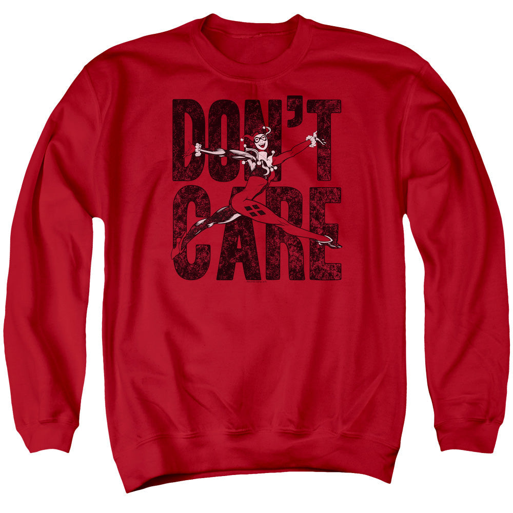 Justice League Of America Donâ€™T Care Mens Crewneck Sweatshirt Red Officially Licensed