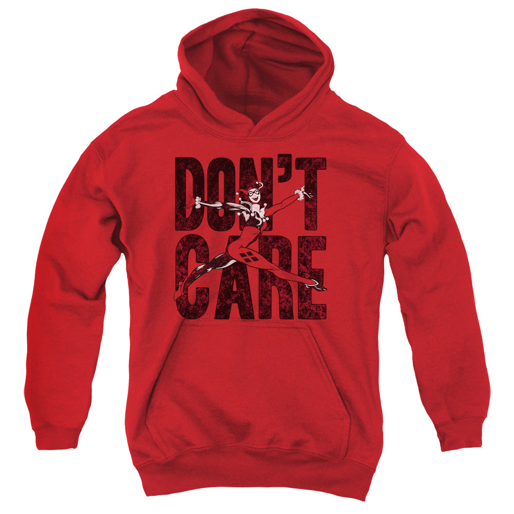 Justice League Don’t Care Kids Youth Hoodie Red Officially Licensed