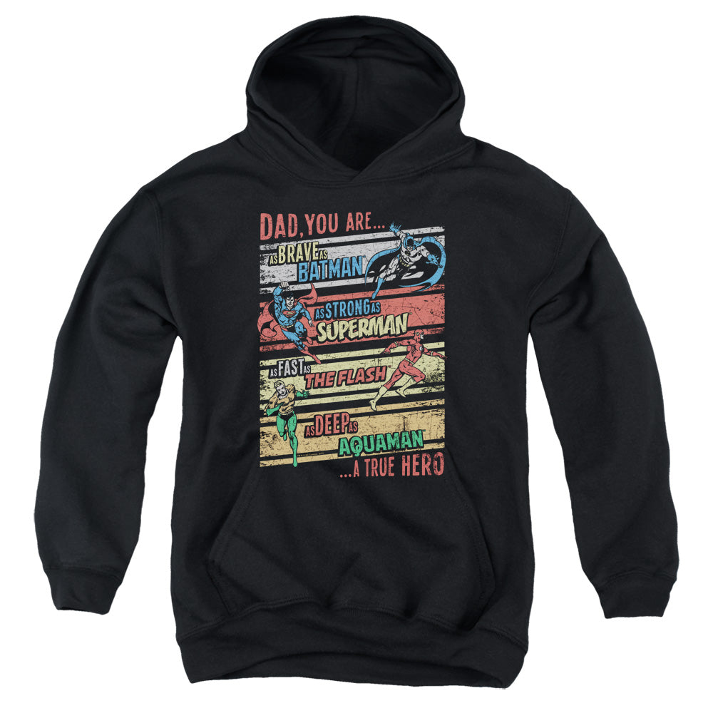 Justice League a True Hero Kids Youth Hoodie Black Officially Licensed