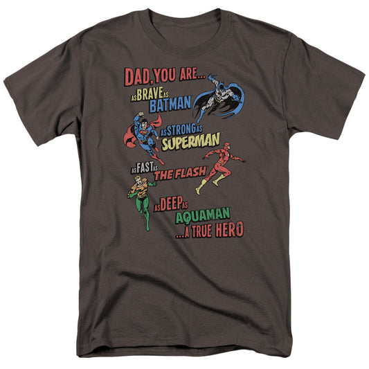 Justice League Dad Hero Mens T Shirt Charcoal Officially Licensed