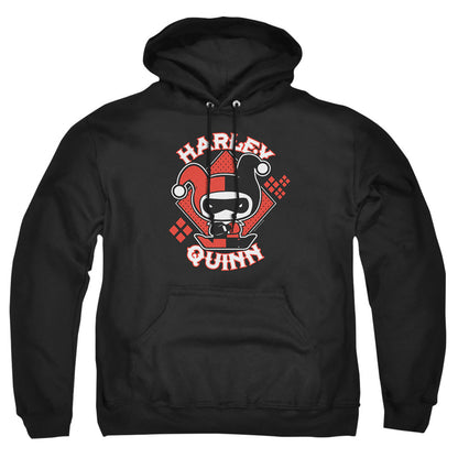 Justice League Of America Harley Chibi Mens Hoodie Black Officially Licensed