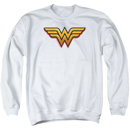 Dc Wonder Woman Airbrush Ww Mens Crewneck Sweatshirt White Officially Licensed
