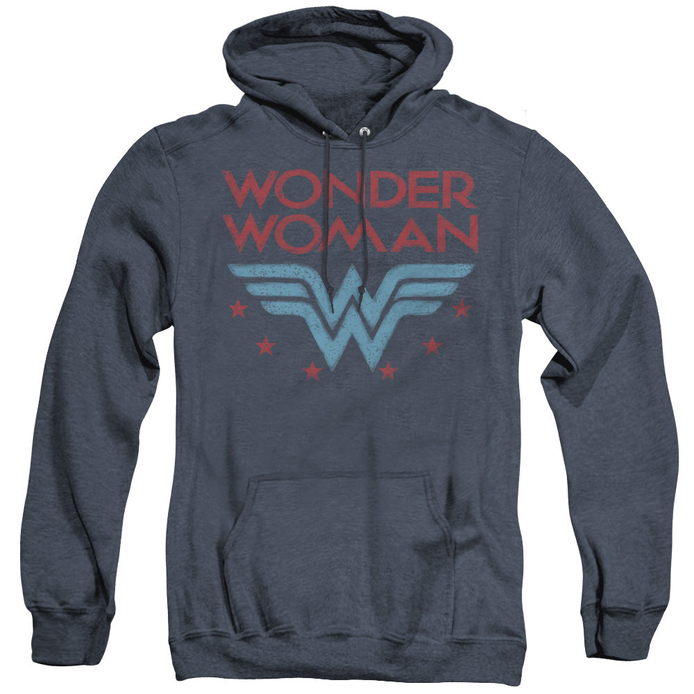 Wonder Woman Wonder Stars Heather Mens Hoodie Navy Blue Blue Officially Licensed