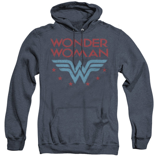 Wonder Woman Wonder Stars Heather Mens Hoodie Navy Blue Blue Officially Licensed